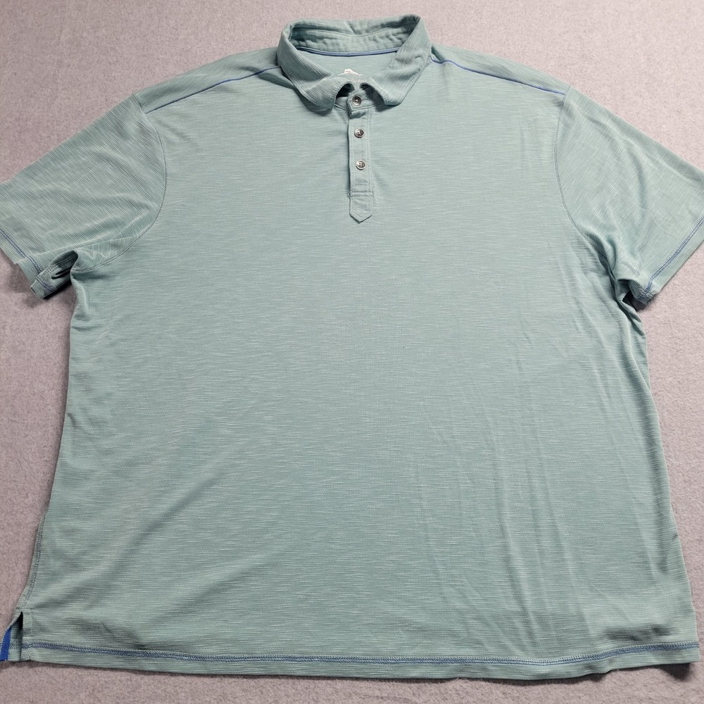 Tommy Bahama Mens XXL Tencel Blend Polo Shirt Seafoam Green Golf Beach